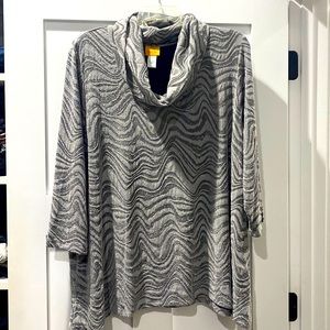 Ruby Rd 3x silver gray zebra sweater
